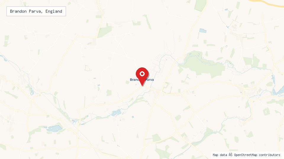 Street map of Brandon Parva, England with location pin