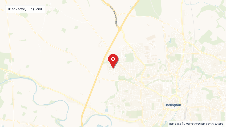 Street map of Branksome, England with location pin