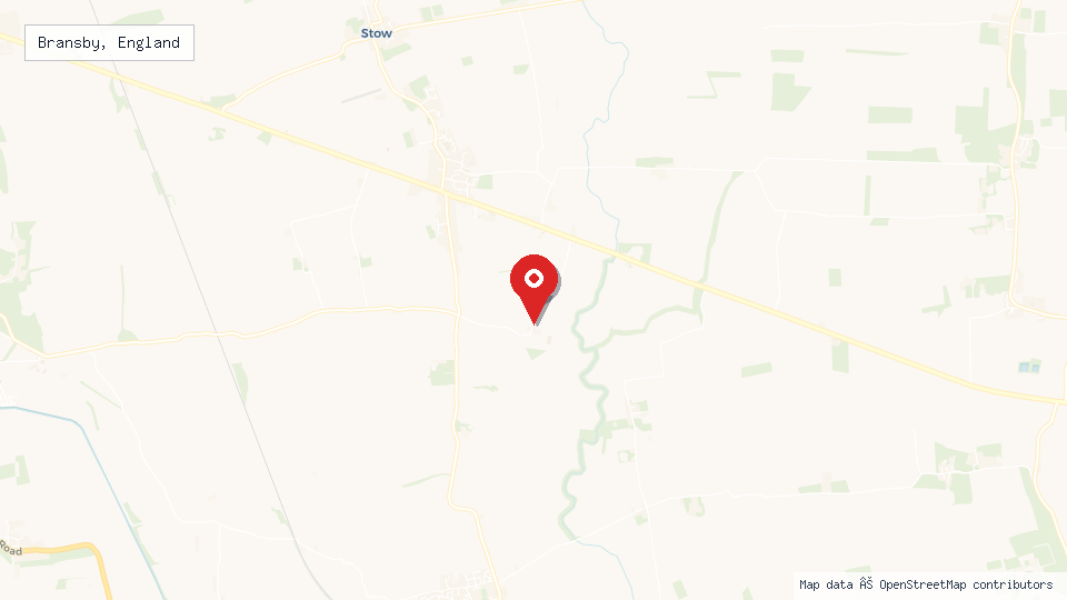 Street map of Bransby, England with location pin