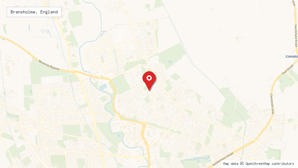 Street map of Bransholme, England with location pin