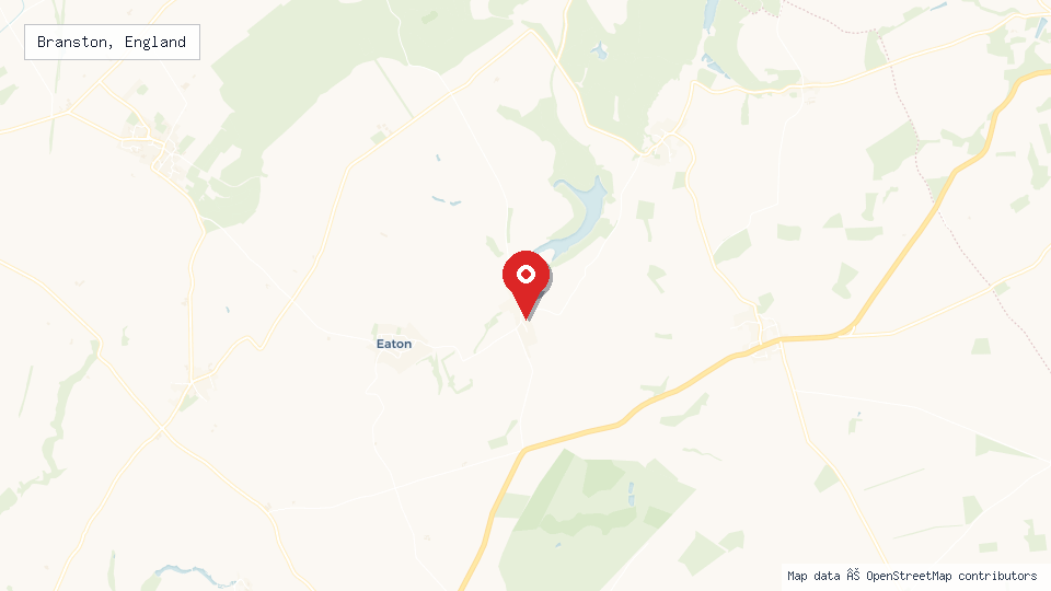 Street map of Branston, England with location pin