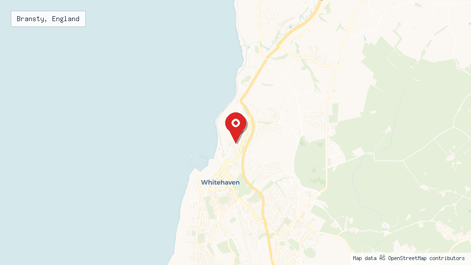 Street map of Bransty, England with location pin