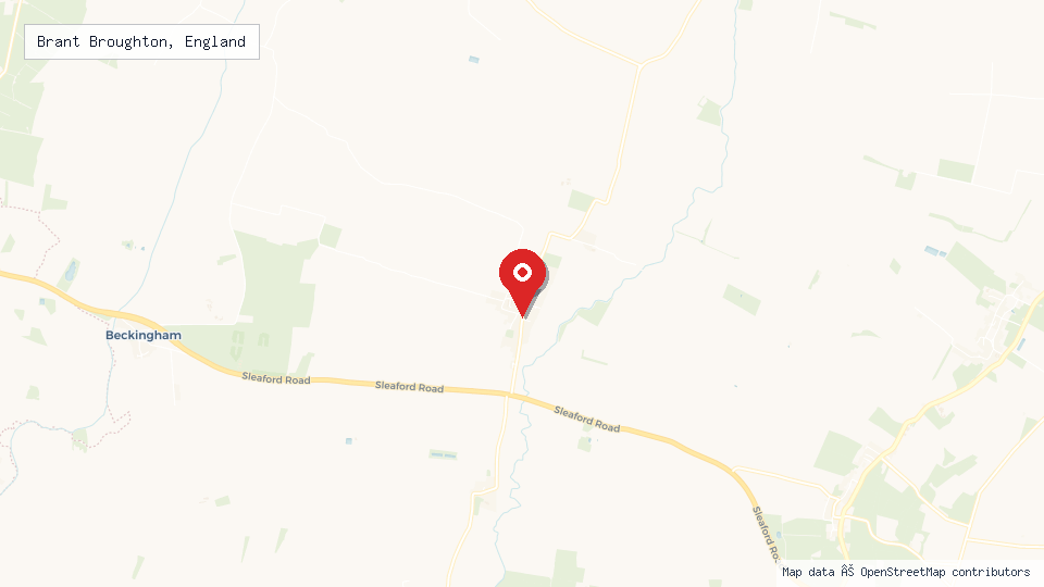 Street map of Brant Broughton, England with location pin
