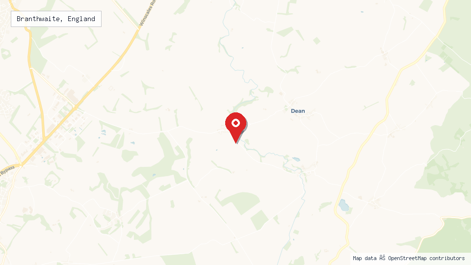 Street map of Branthwaite, England with location pin