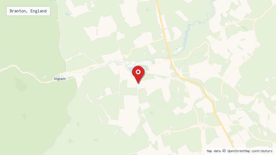 Street map of Branton, England with location pin