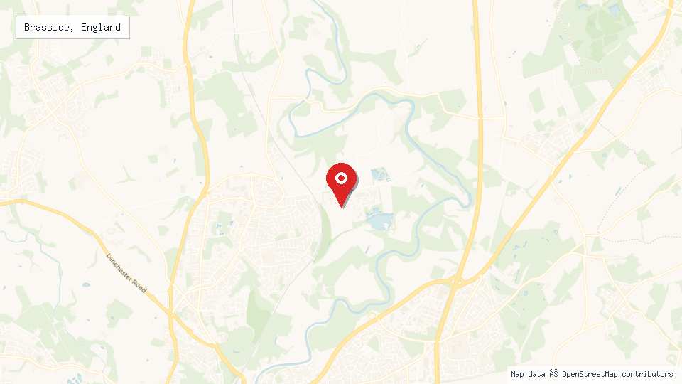 Street map of Brasside, England with location pin
