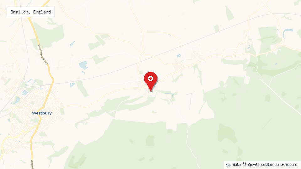 Street map of Bratton, England with location pin