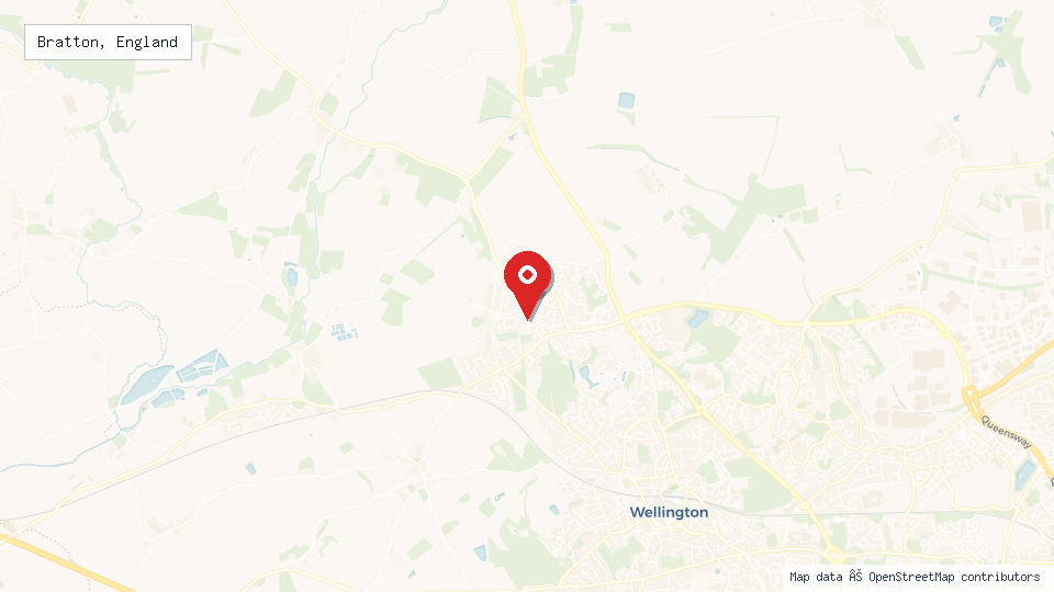 Street map of Bratton, England with location pin