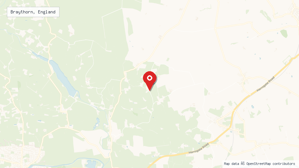 Street map of Braythorn, England with location pin