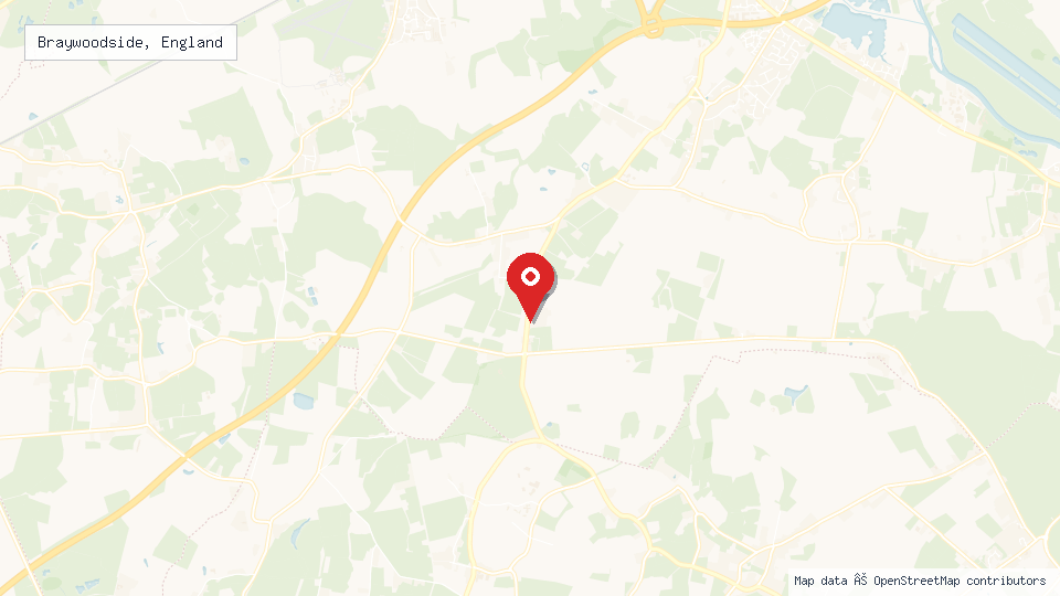 Street map of Braywoodside, England with location pin