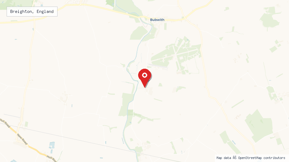 Street map of Breighton, England with location pin