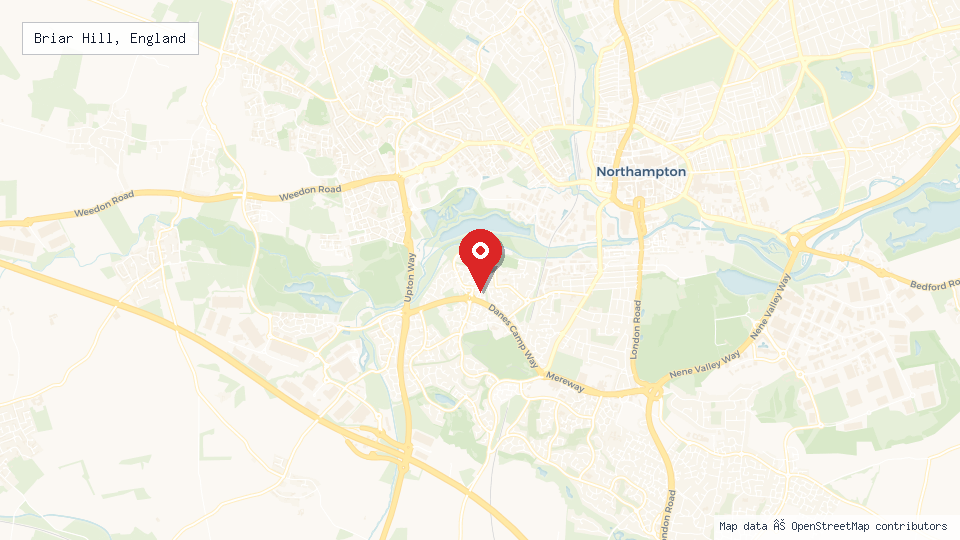 Street map of Briar Hill, England with location pin
