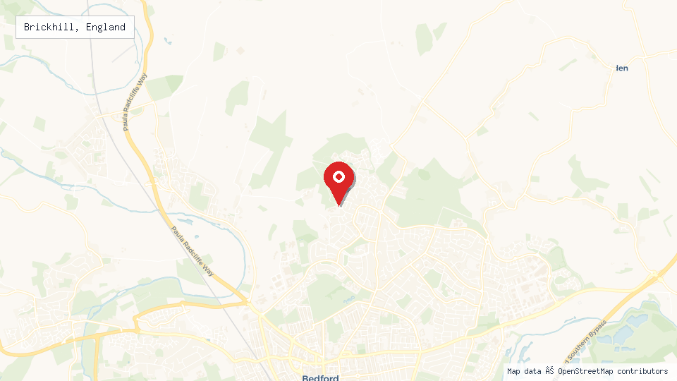 Street map of Brickhill, England with location pin