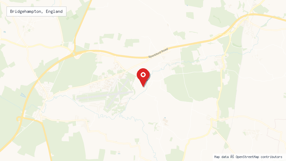 Street map of Bridgehampton, England with location pin