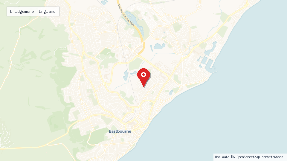 Street map of Bridgemere, England with location pin