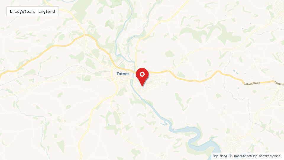 Street map of Bridgetown, England with location pin
