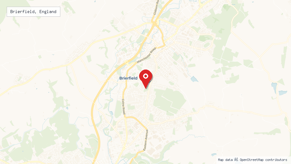 Street map of Brierfield, England with location pin