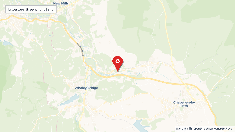 Street map of Brierley Green, England with location pin