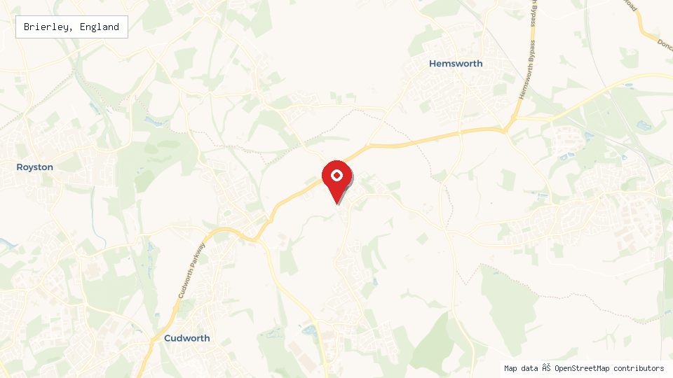 Street map of Brierley, England with location pin