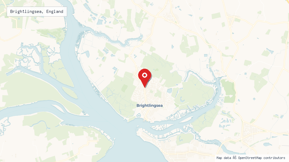 Street map of Brightlingsea, England with location pin