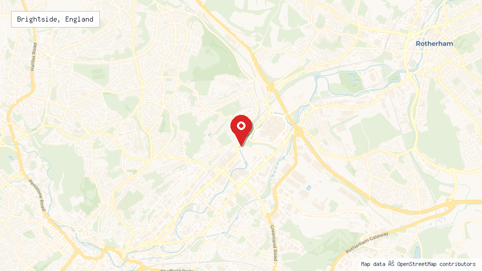 Street map of Brightside, England with location pin