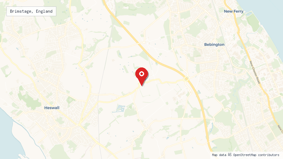 Street map of Brimstage, England with location pin