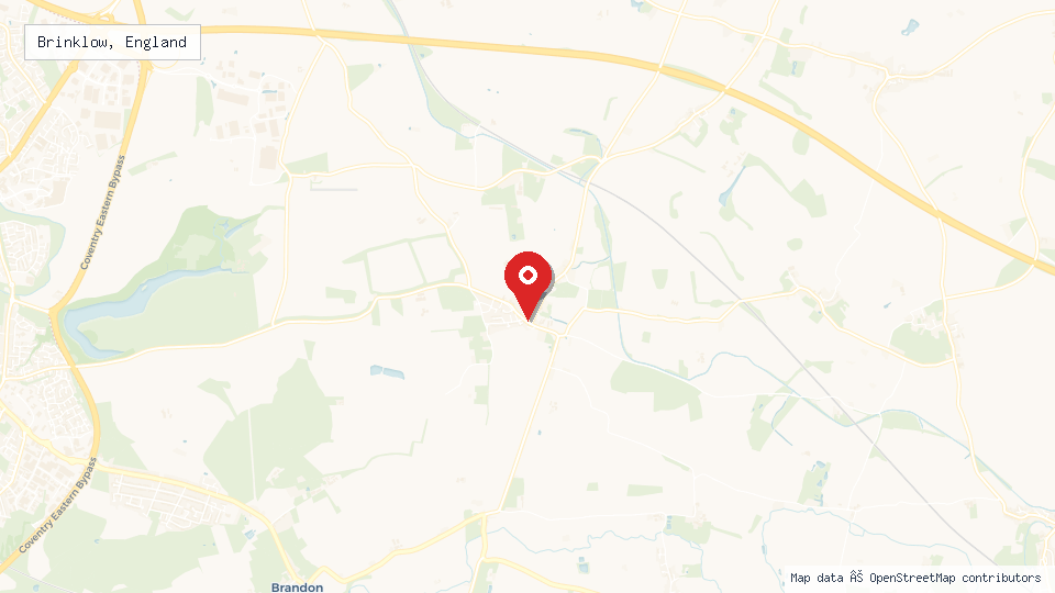 Street map of Brinklow, England with location pin