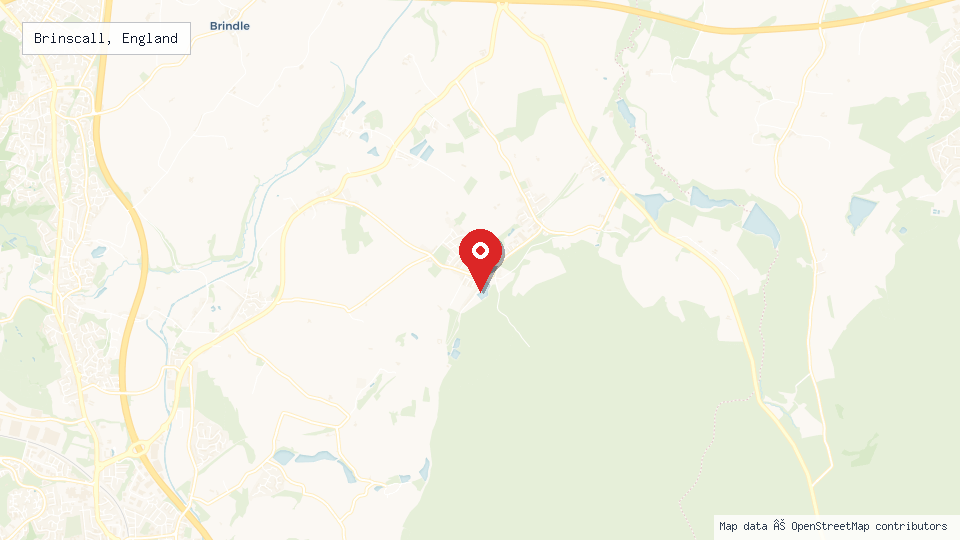 Street map of Brinscall, England with location pin