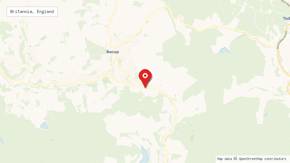 Street map of Britannia, England with location pin