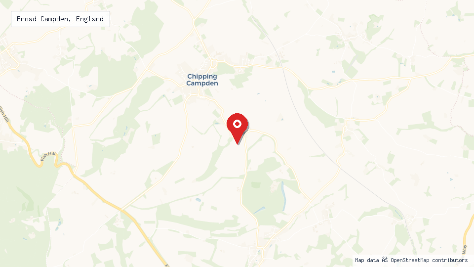 Street map of Broad Campden, England with location pin