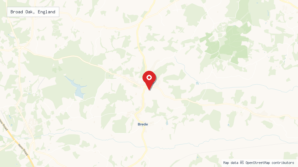 Street map of Broad Oak, England with location pin
