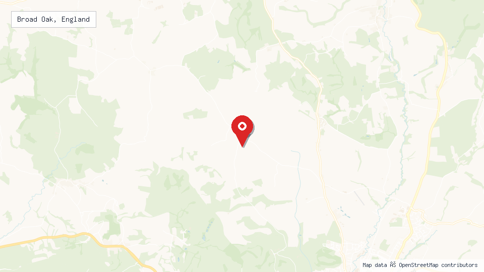 Street map of Broad Oak, England with location pin