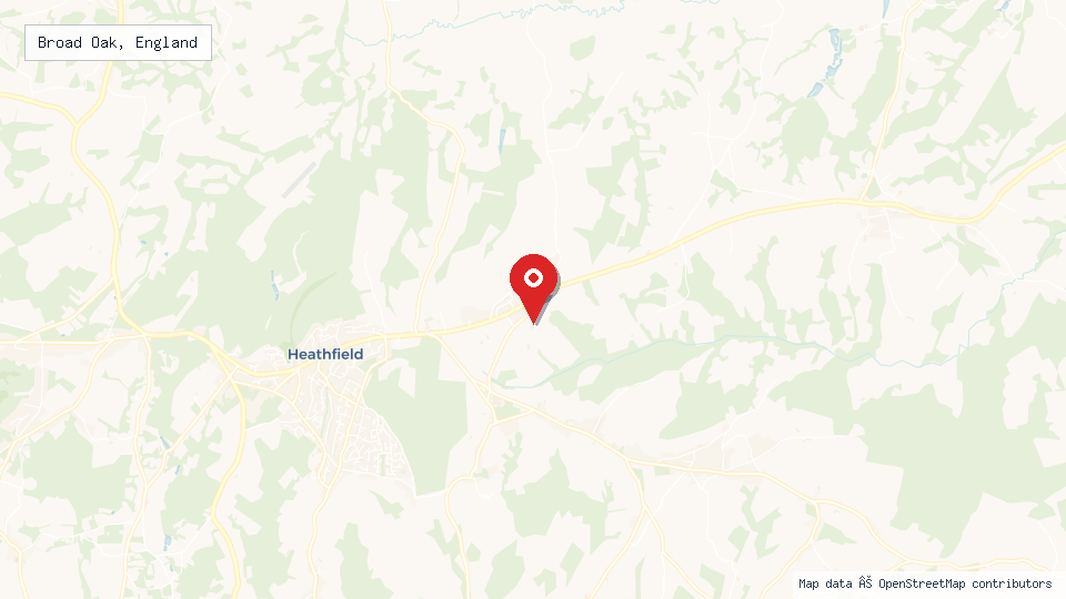 Street map of Broad Oak, England with location pin