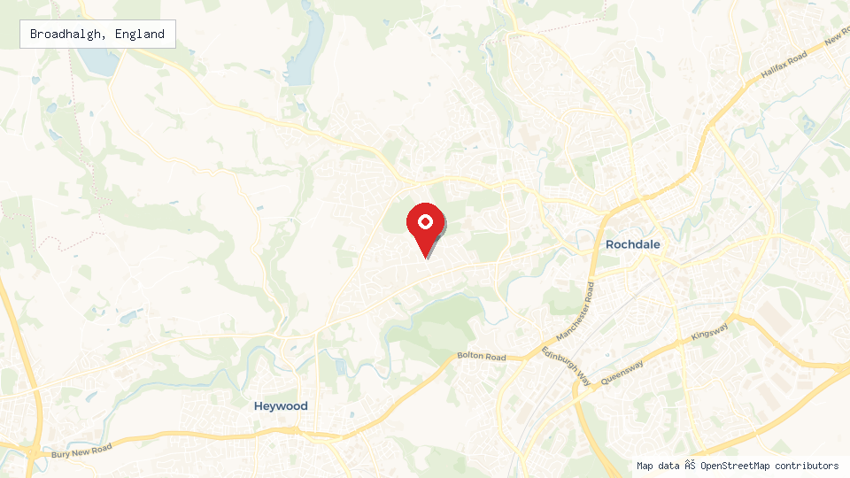Street map of Broadhalgh, England with location pin