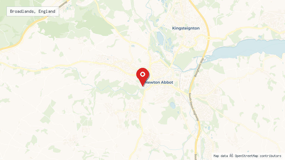 Street map of Broadlands, England with location pin