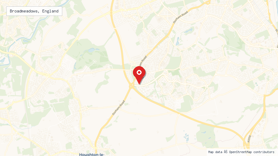 Street map of Broadmeadows, England with location pin