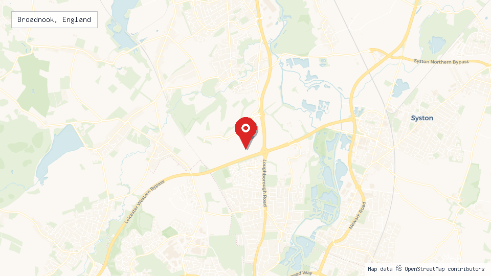 Street map of Broadnook, England with location pin