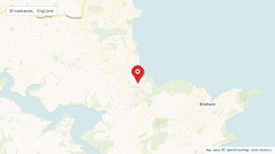 Street map of Broadsands, England with location pin