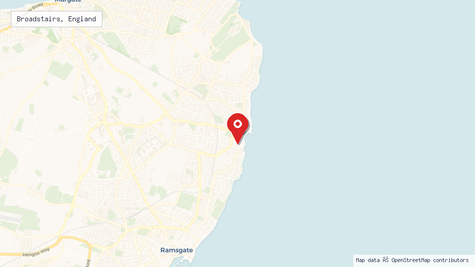 Street map of Broadstairs, England with location pin