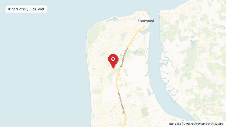 Street map of Broadwater, England with location pin
