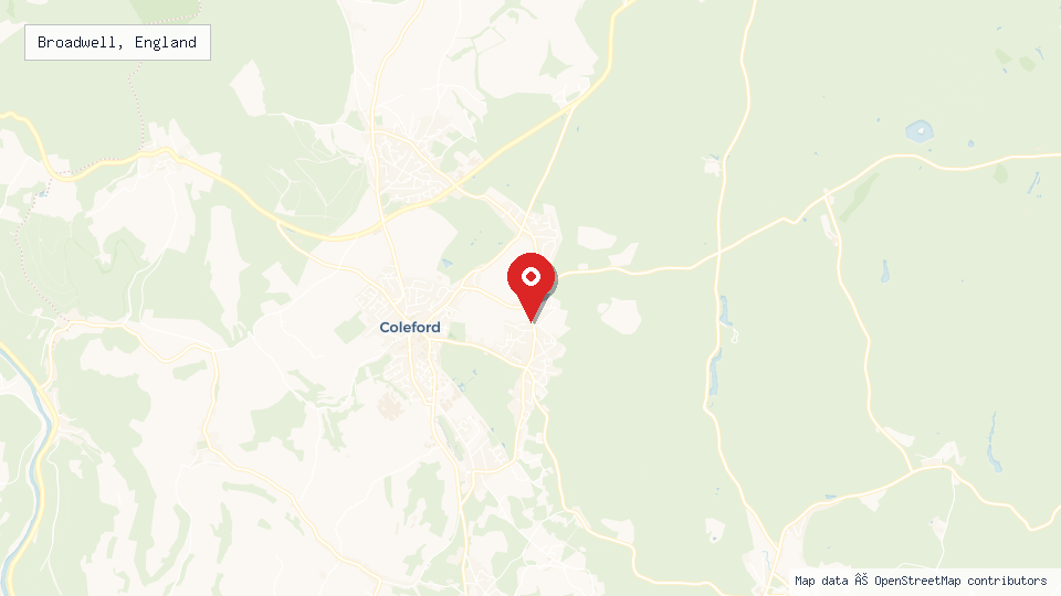 Street map of Broadwell, England with location pin