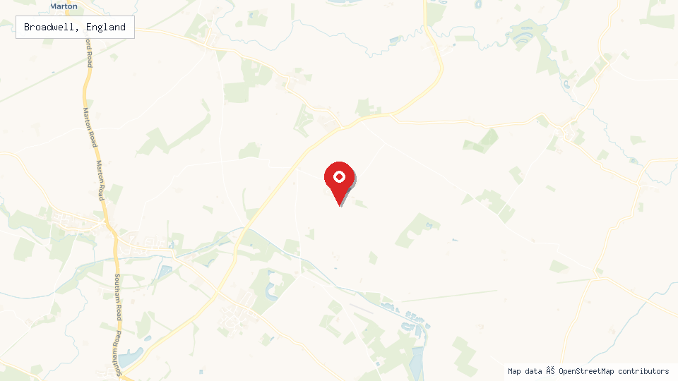 Street map of Broadwell, England with location pin