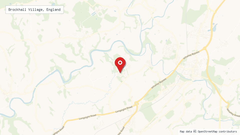 Street map of Brockhall Village, England with location pin