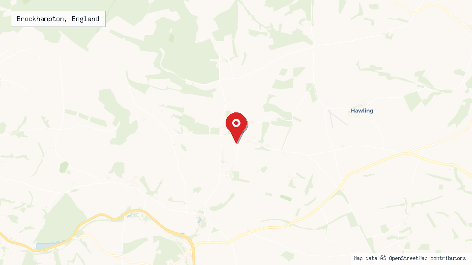 Street map of Brockhampton, England with location pin