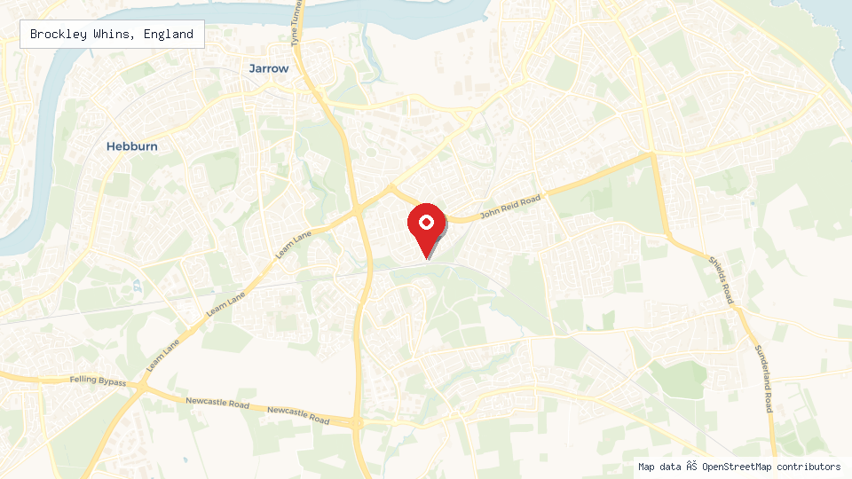 Street map of Brockley Whins, England with location pin