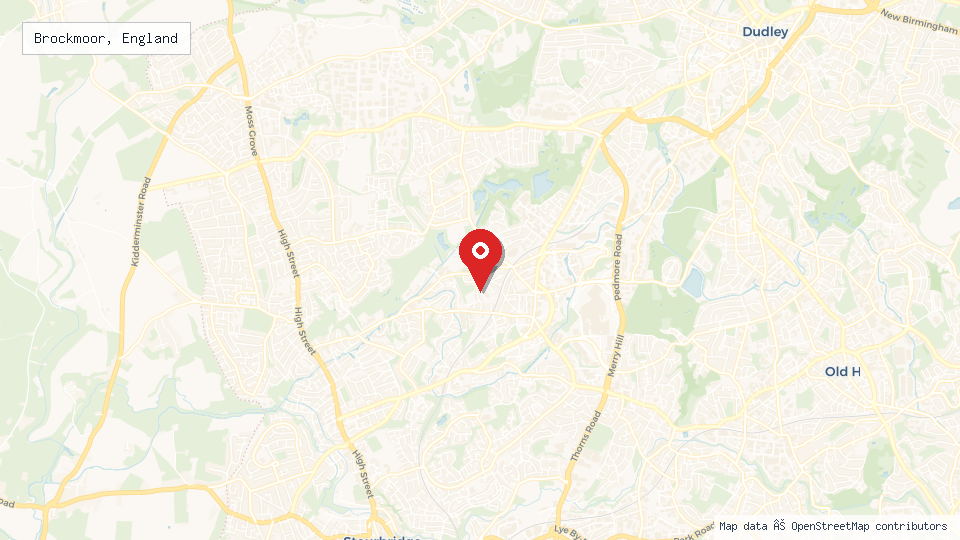 Street map of Brockmoor, England with location pin