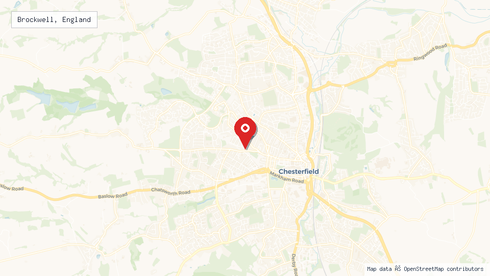 Street map of Brockwell, England with location pin