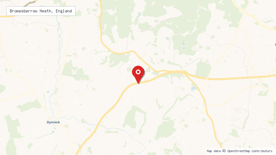 Street map of Bromesberrow Heath, England with location pin