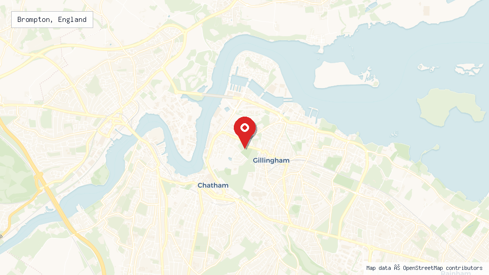 Street map of Brompton, England with location pin