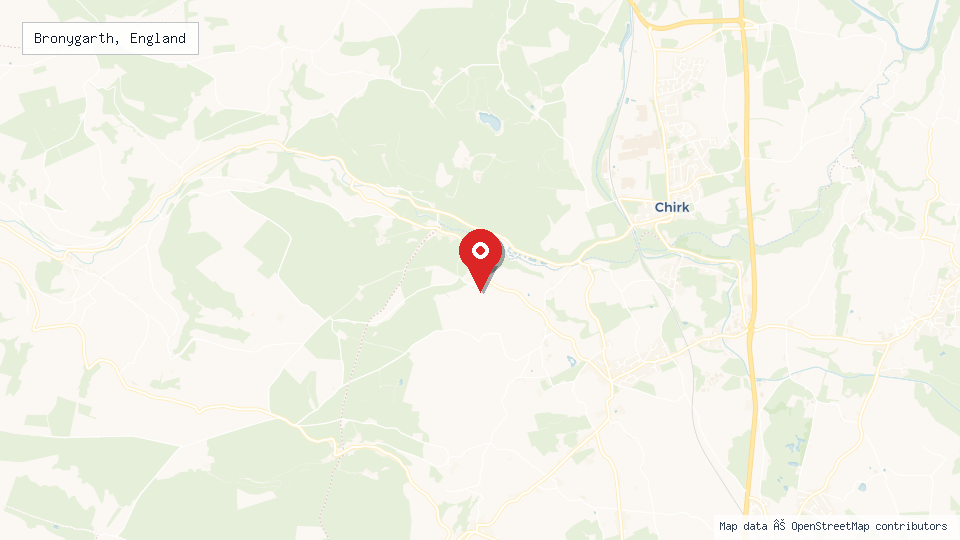 Street map of Bronygarth, England with location pin